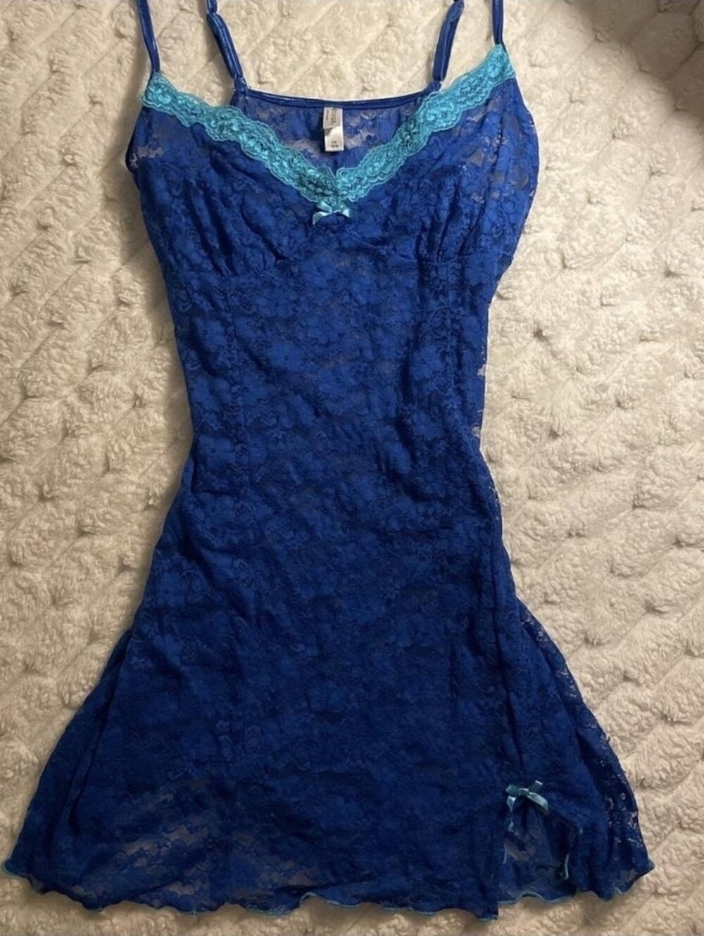 George | Whimsy blue lace mini dress with Teal Trim ♤